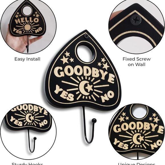 Wall Mounted Coffin-Shaped Key Holder - Gothic Home Decor Wall Hanger with Hook - Picture 2 of 7